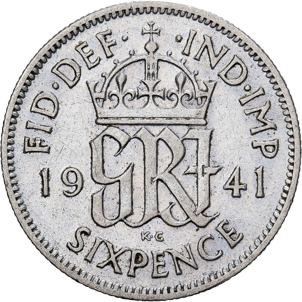 Great Britain, George VI, 6 Pence, 1941, Copper-nickel, EF(40-45), KM:862