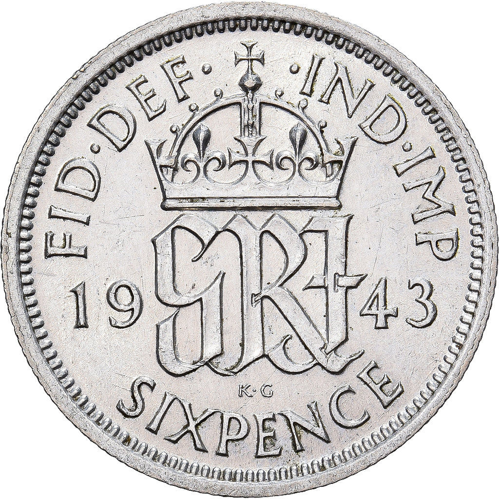 Great Britain, George VI, 6 Pence, 1943, Copper-nickel, EF(40-45), KM:862
