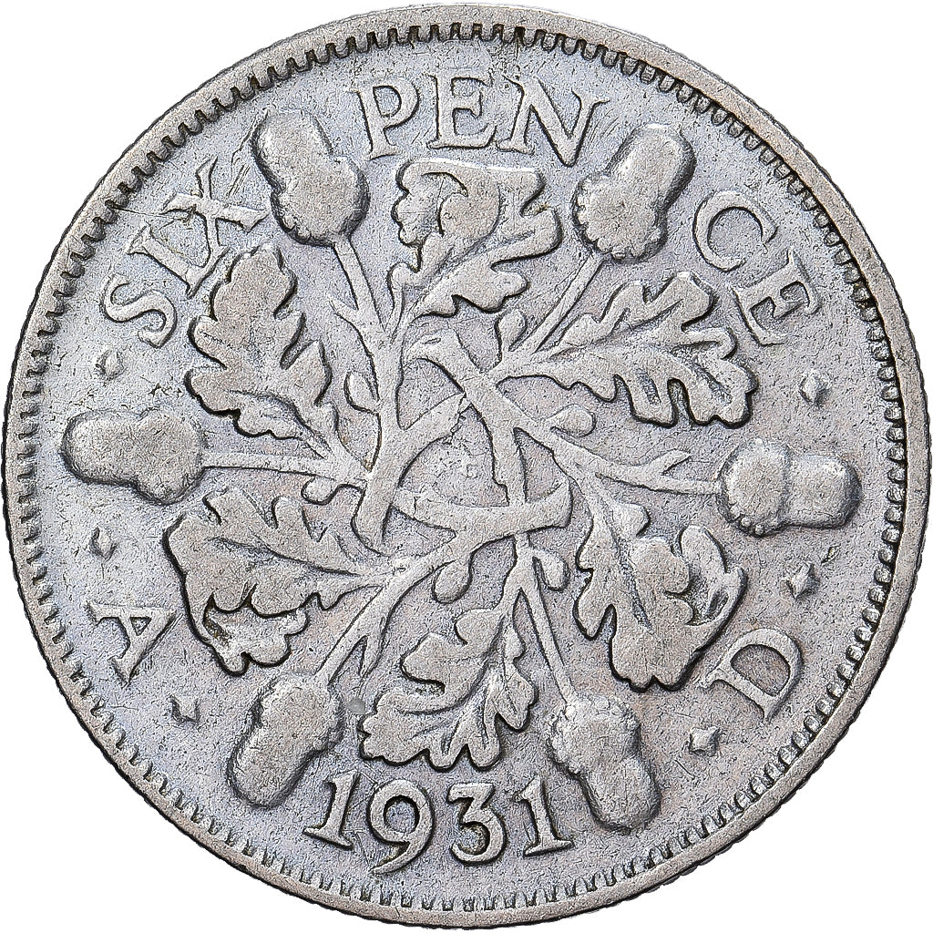 Great Britain, George V, 6 Pence, 1931, Silver, EF(40-45), KM:832