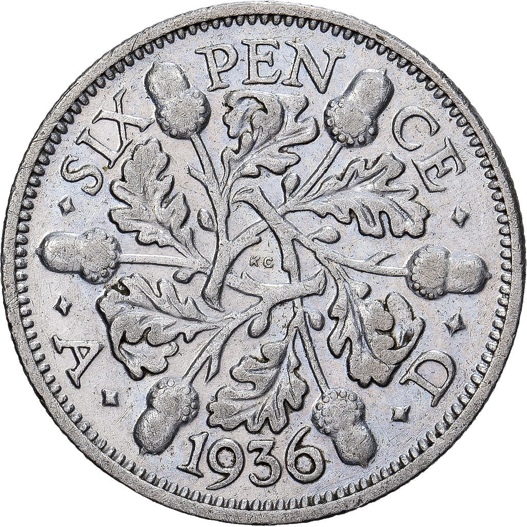 Great Britain, George V, 6 Pence, 1936, Silver, EF(40-45), KM:832