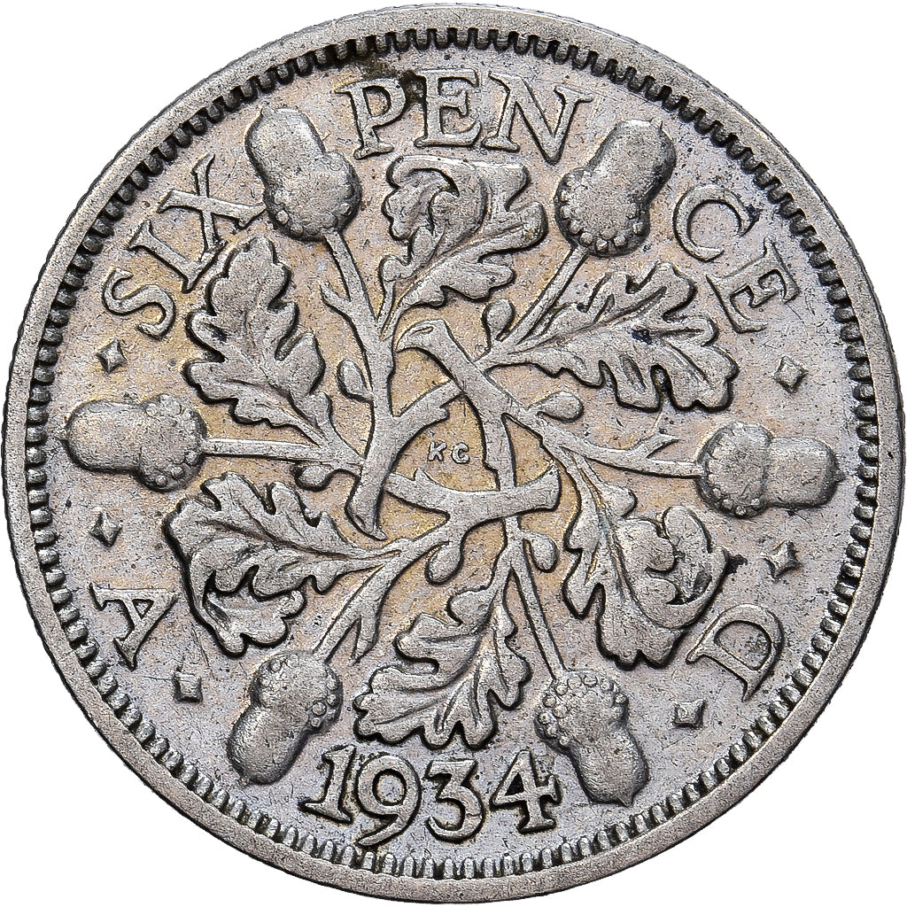 Great Britain, George V, 6 Pence, 1934, Silver, EF(40-45), KM:832