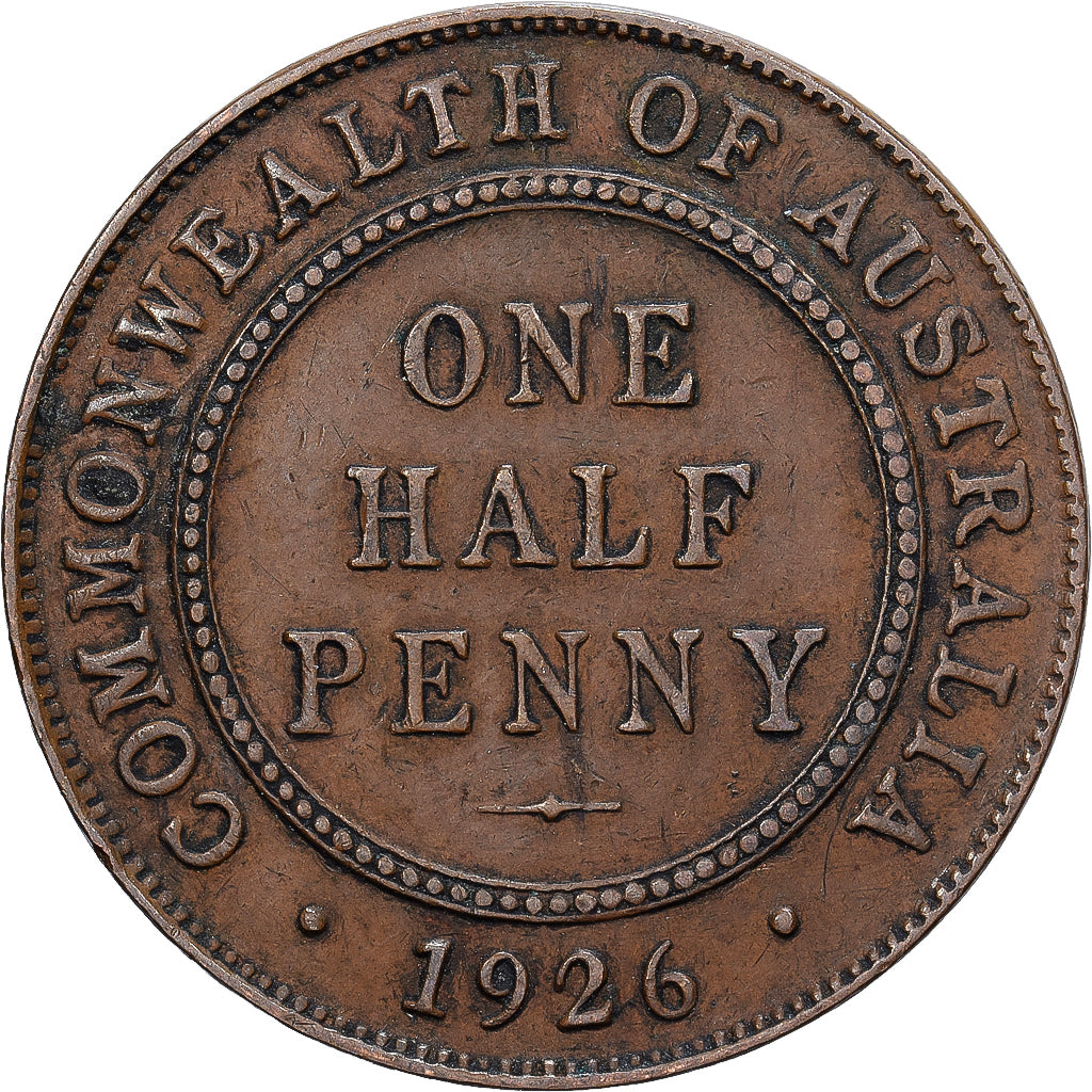 Austrália, George V, 1/2 Penny, 1926, Bronze, EF(40-45), KM:22