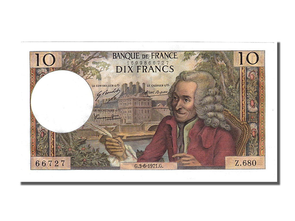 Billete, Francia, 10 Francs, 10 F 1963-1973 ''Voltaire'', 1971, 1971-06-03, UNC
