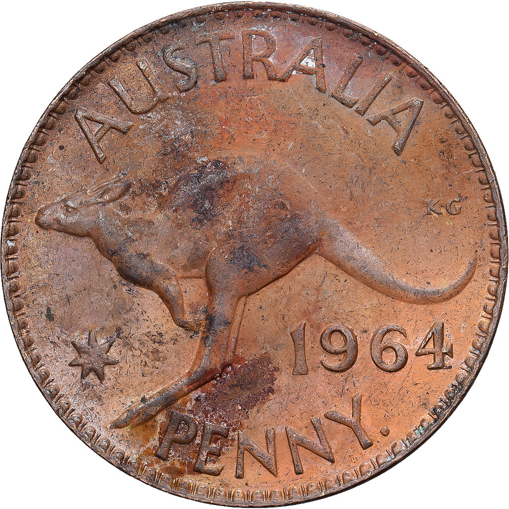 Australië, Elizabeth II, Penny, 1964, Bronzen, FR, KM:56