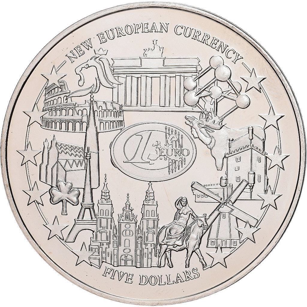 Liberia, Five Dollars, 2001, Cupronickel, MS(65-70)