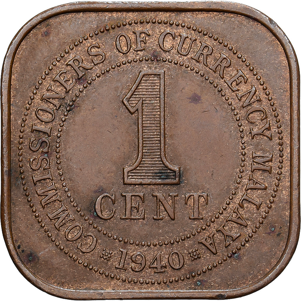 Malaisie péninsulaire, Cent, 1940, Bombay, Bronze, TTB, KM:6