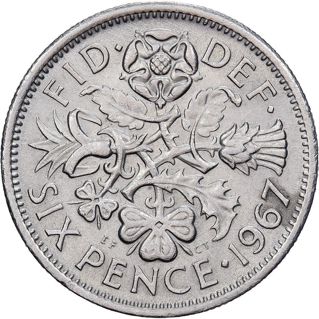 Great Britain, Elizabeth II, 6 Pence, 1967, Copper-nickel, EF(40-45), KM:903