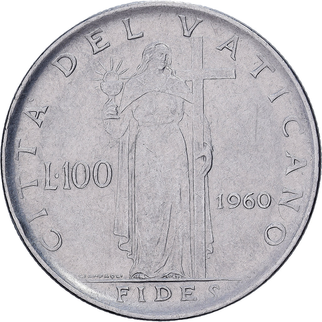 CITTÀ DEL VATICANO, John XXIII, 100 Lire, 1960, Rome, Acciaio inossidabile, BB