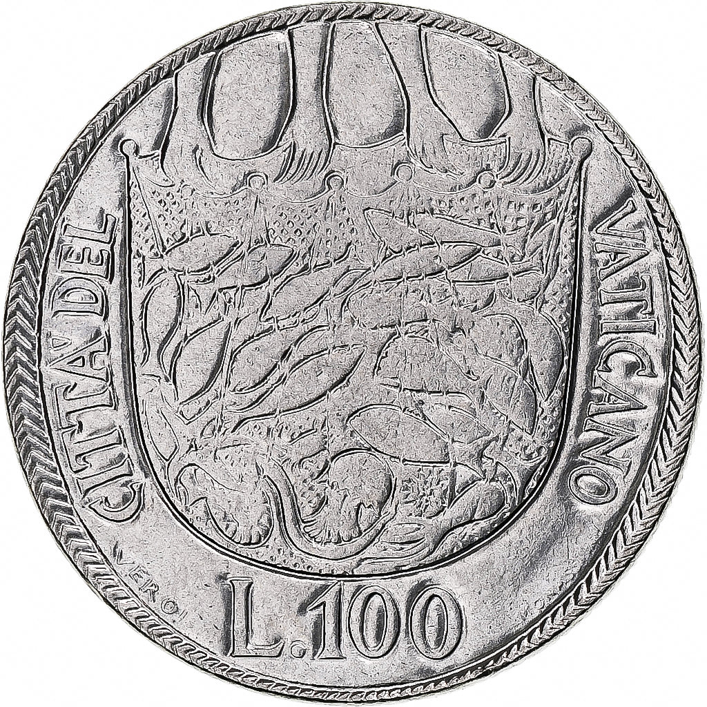 Vatican, Paul VI, 100 Lire, Holy Year, 1975, Rome, BU, Stainless Steel