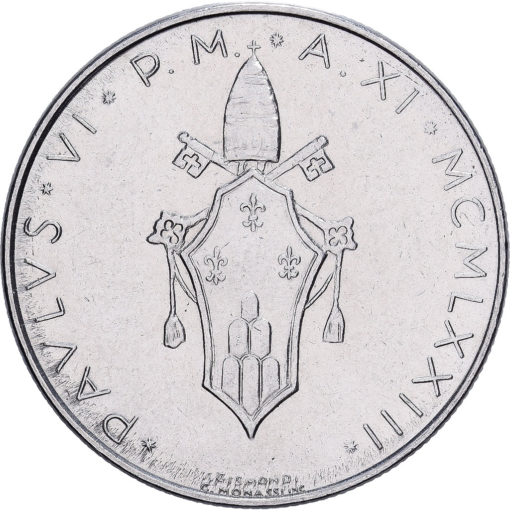CITTÀ DEL VATICANO, Paul VI, 50 Lire, 1973 (Anno XI), Rome, Acciaio