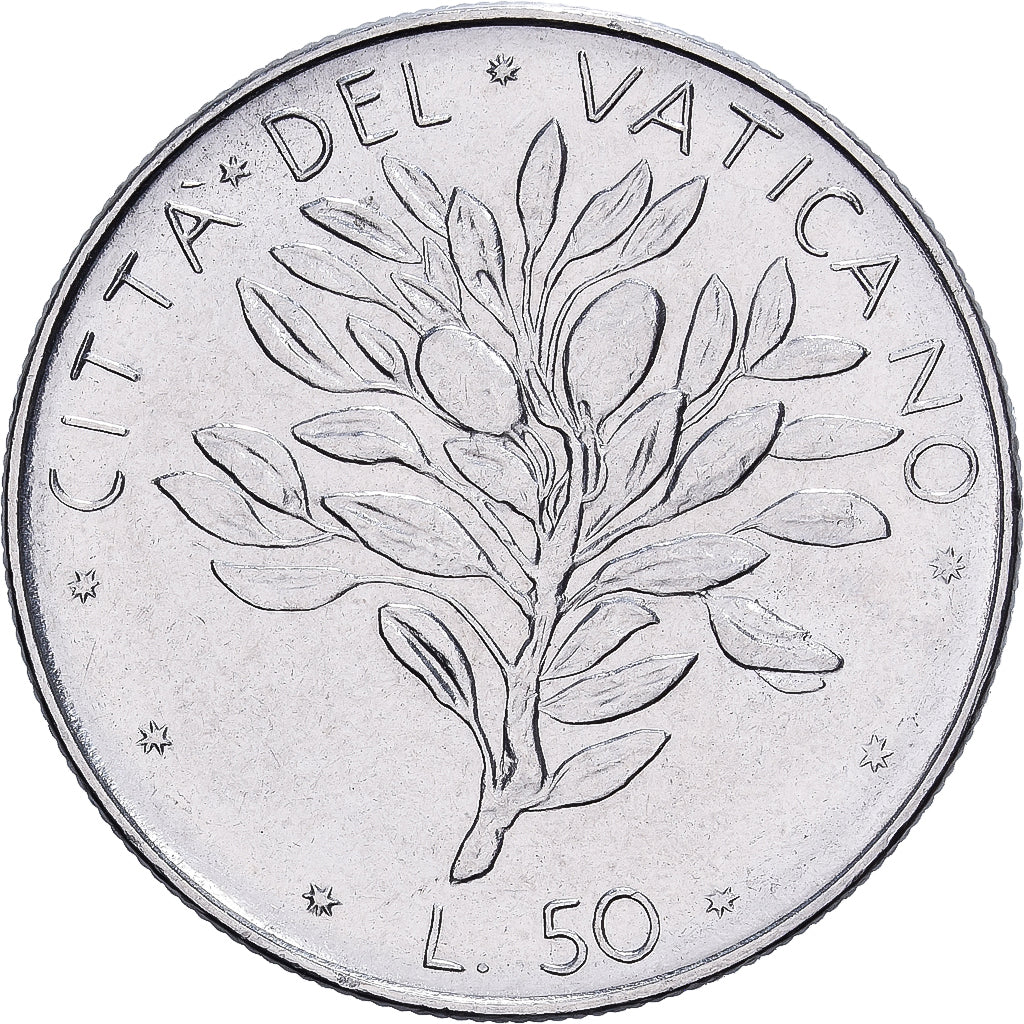 CITTÀ DEL VATICANO, Paul VI, 50 Lire, 1974 / Anno XII, Rome, Acciaio