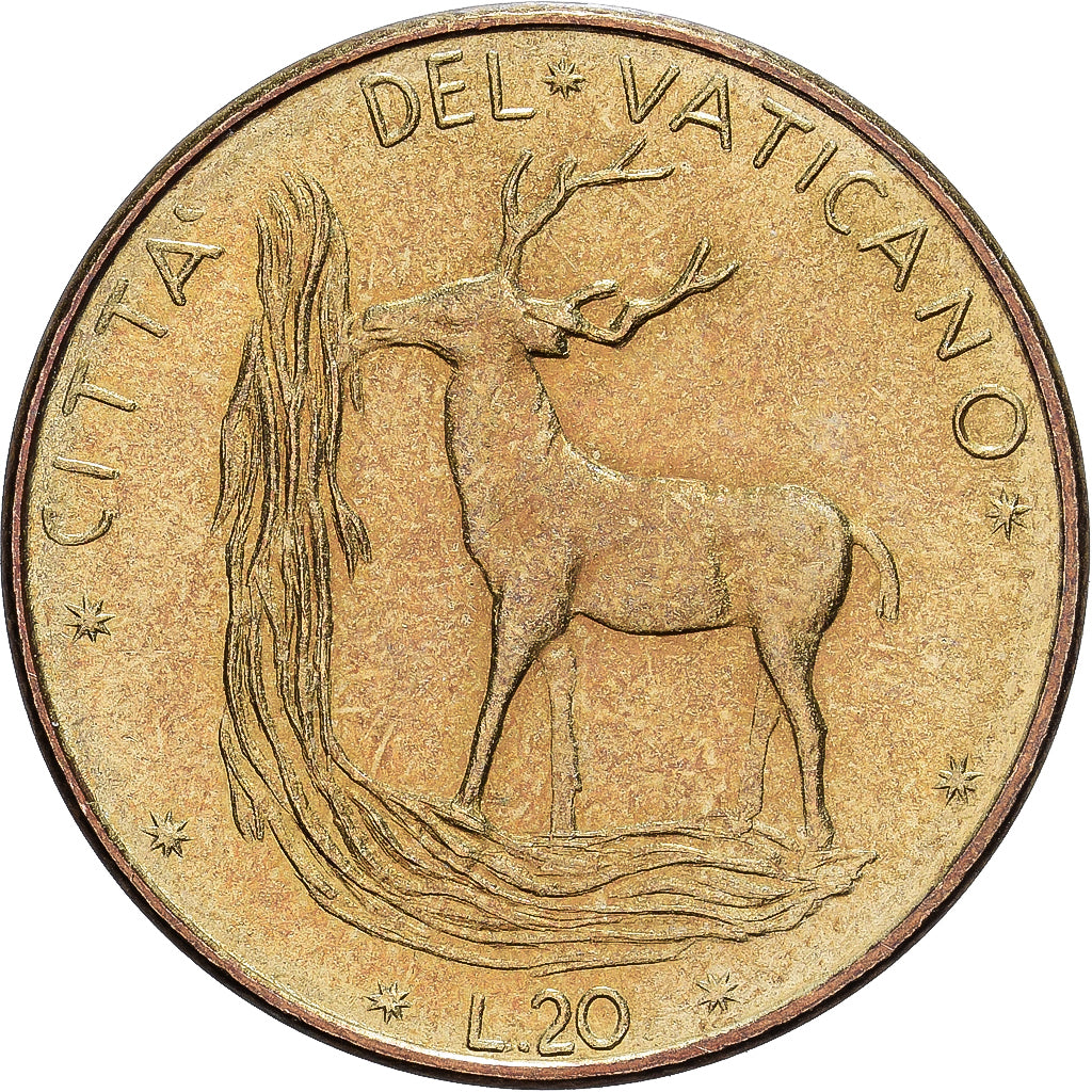 Vatican, Paul VI, 20 Lire, 1976 (MCMLXXVI) Anno XIV, Rome, Aluminum-Bronze