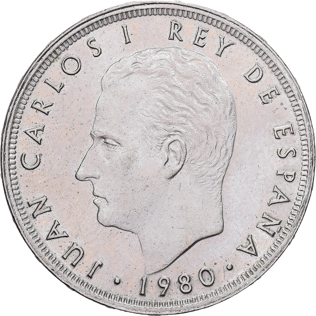 España, Juan Carlos I, 25 Pesetas, 1980, Cobre - níquel, MBC+, KM:817