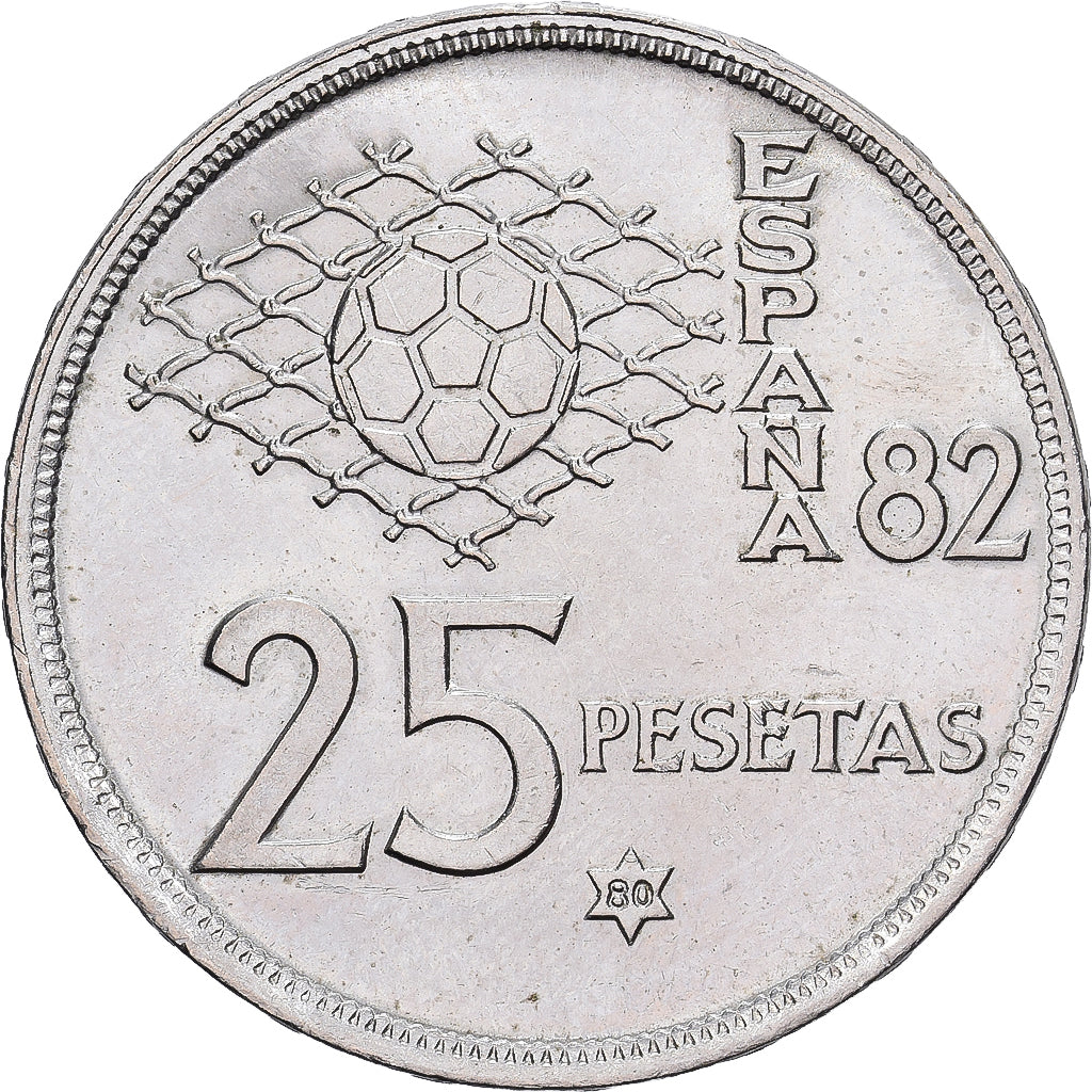 España, Juan Carlos I, 25 Pesetas, 1980, Cobre - níquel, MBC+, KM:817