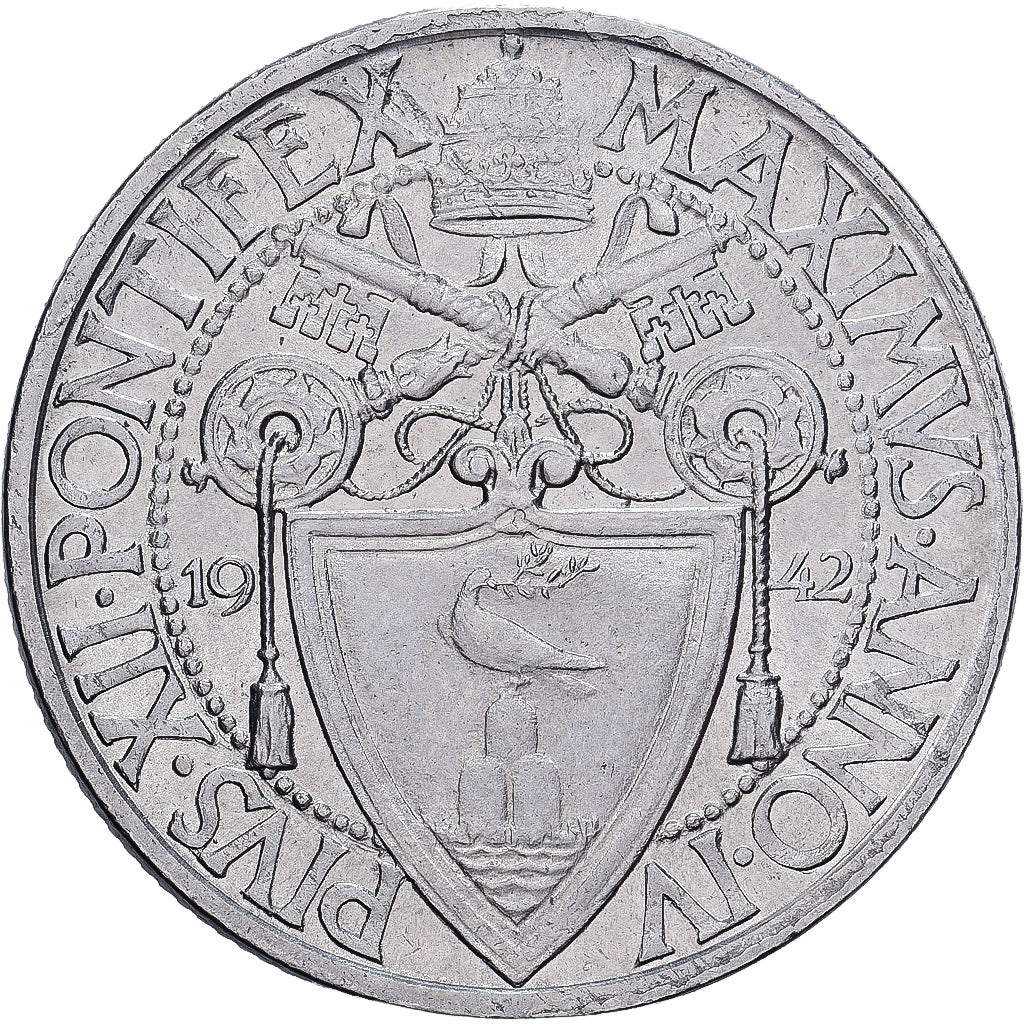 PAŃSTWO WATYKAŃSKIE, 1 Lire, 1942, Acier inoxydable, AU(50-53), KM:35