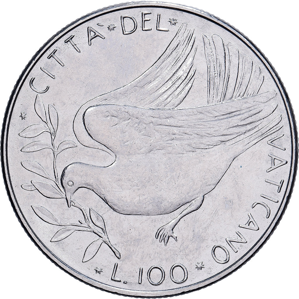 CITTÀ DEL VATICANO, Paul VI, 100 Lire, 1977 / Anno XV, Rome, Acciaio