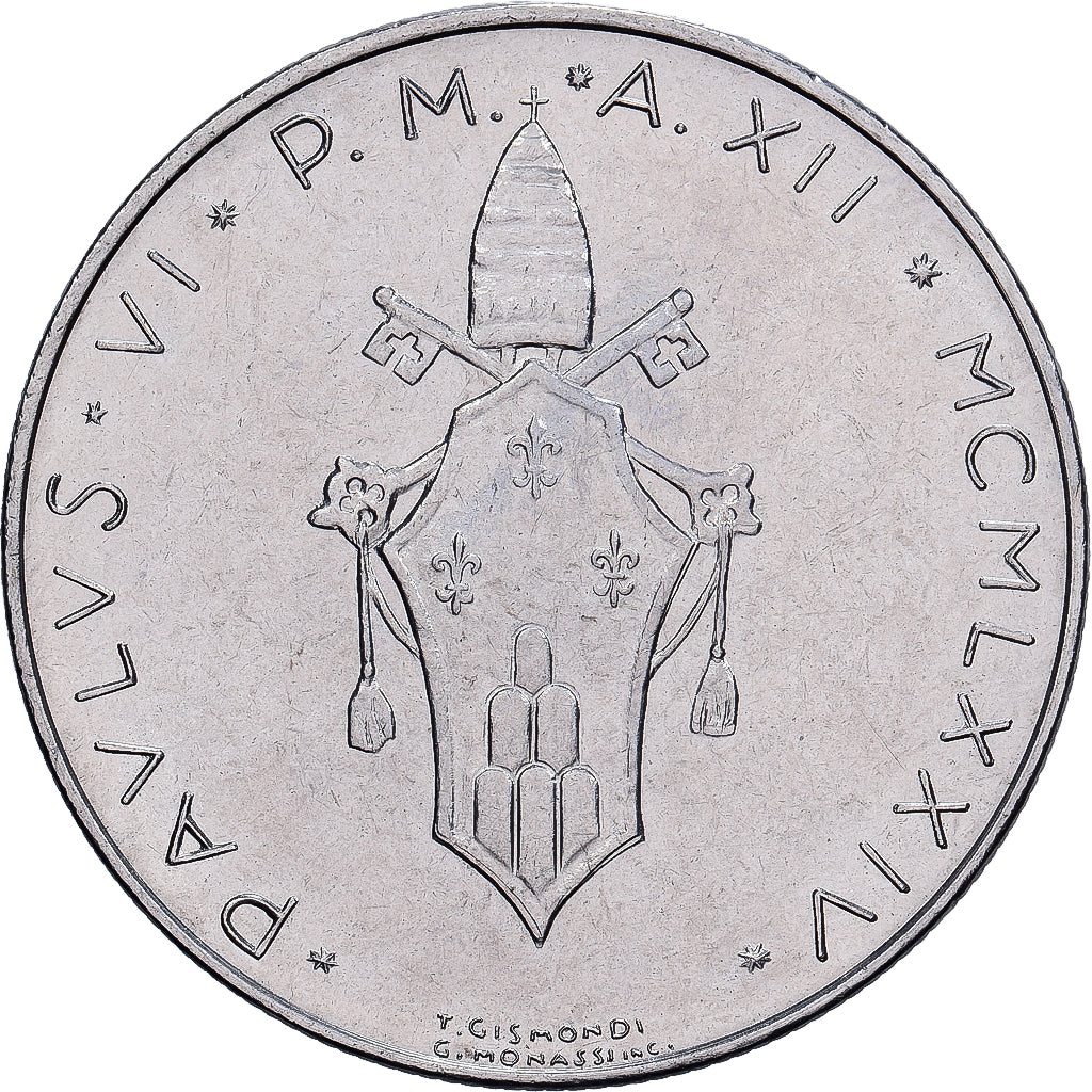 PAŃSTWO WATYKAŃSKIE, Paul VI, 100 Lire, 1974 / Anno XII, Rome, Stal