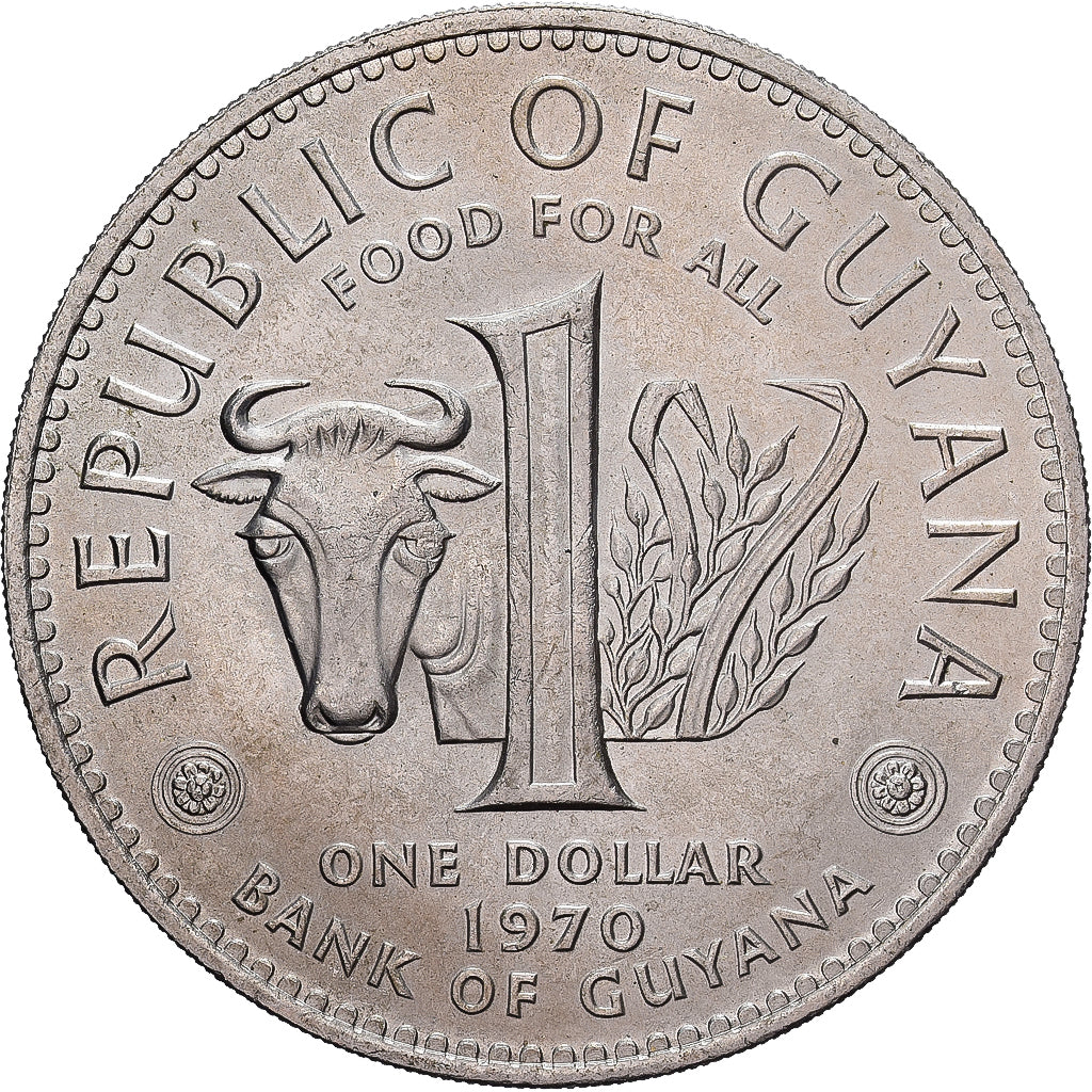 Coin, Guyana, Dollar, 1970, Franklin Mint, EF(40-45), Copper-nickel, KM:36