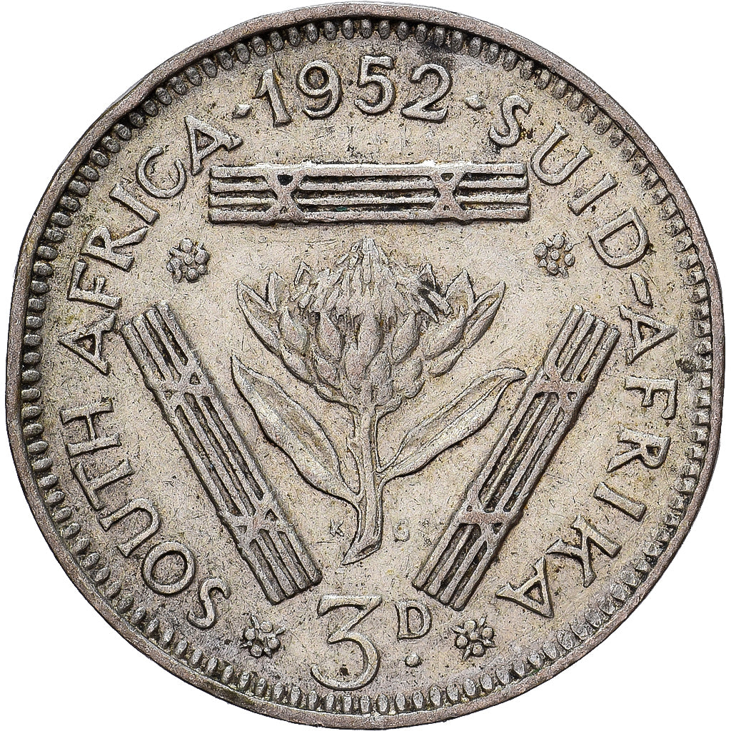 Münze, Südafrika, George VI, 3 Pence, 1952, SS, Silber, KM:35.2