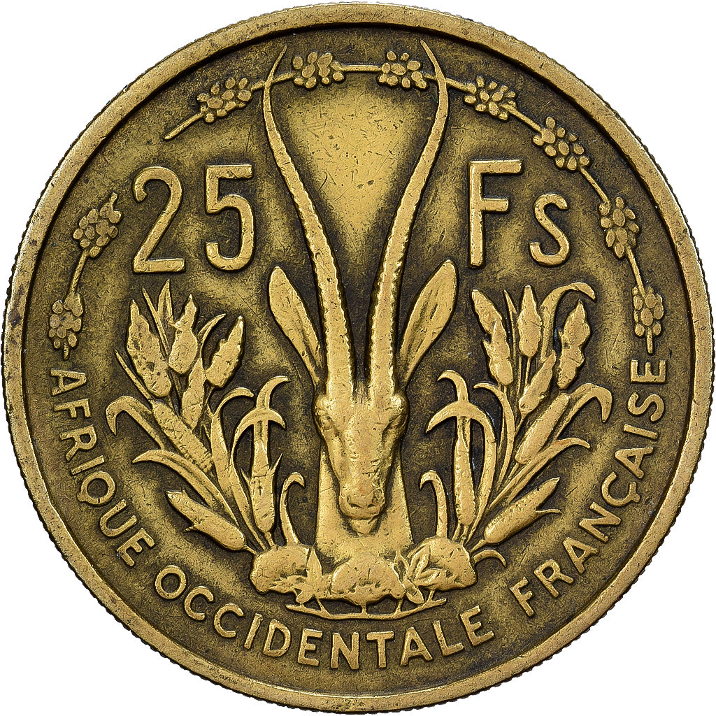 Frans West Afrika, 25 Francs, 1956, Aluminum-Bronze, ZF, KM:7