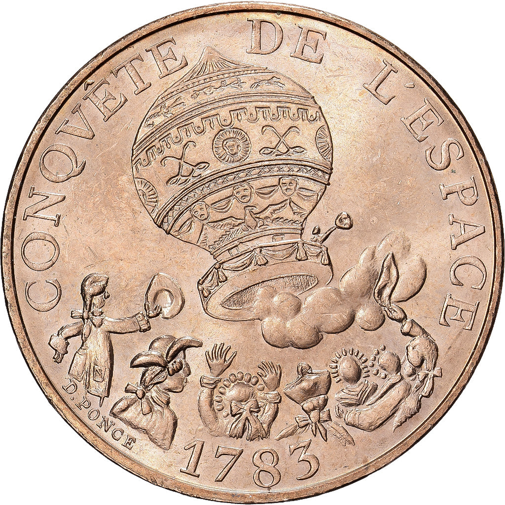 France, 10 Francs, Conquête de l'espace, 1985, MDP, Tranche A, Copper-nickel
