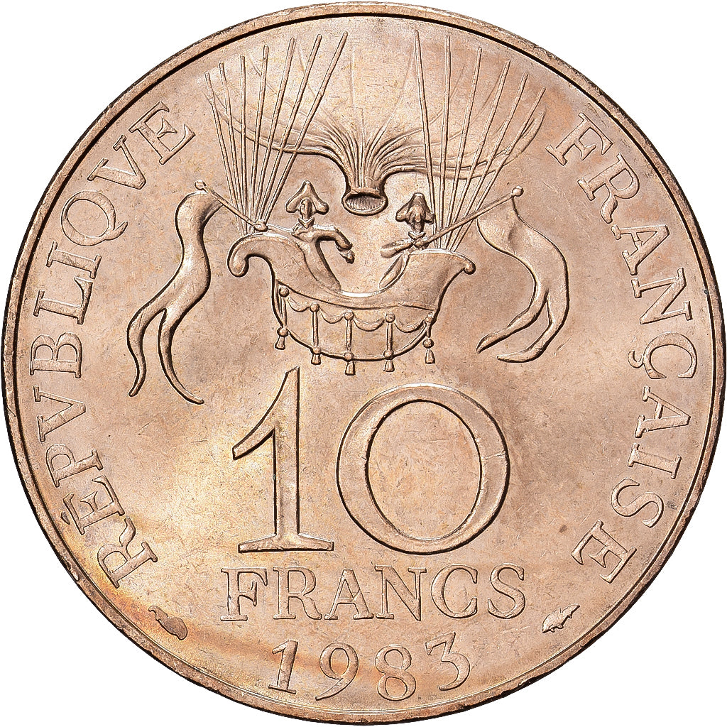 France, 10 Francs, Conquête de l'espace, 1985, MDP, Tranche A, Copper-nickel