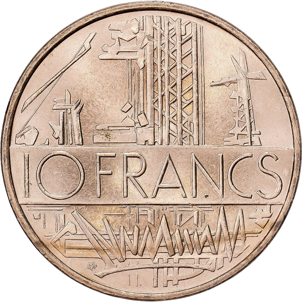 France, 10 Francs, Mathieu, 1975, Nickel-brass, AU(50-53), Gadoury:814, KM:940