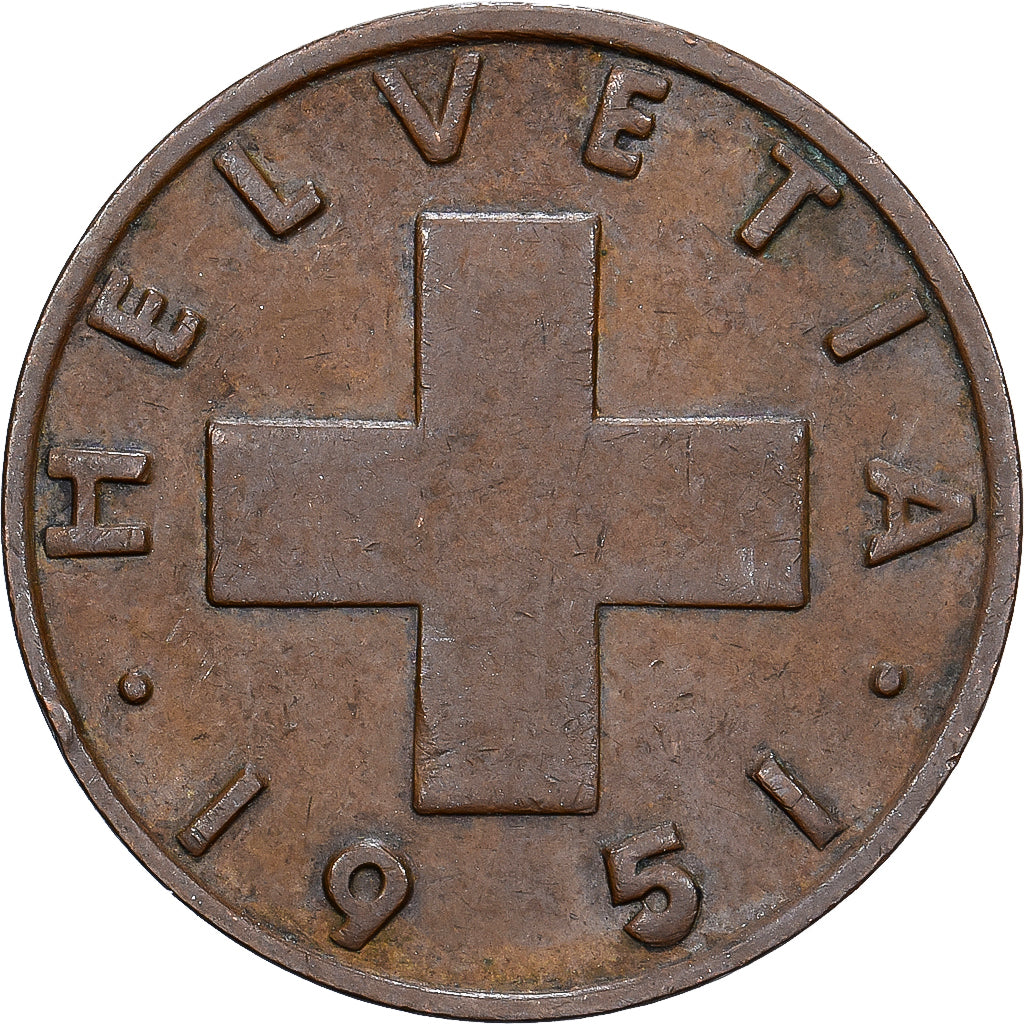 Schweiz, 2 Rappen, 1951, Bern, Bronze, SS, KM:47