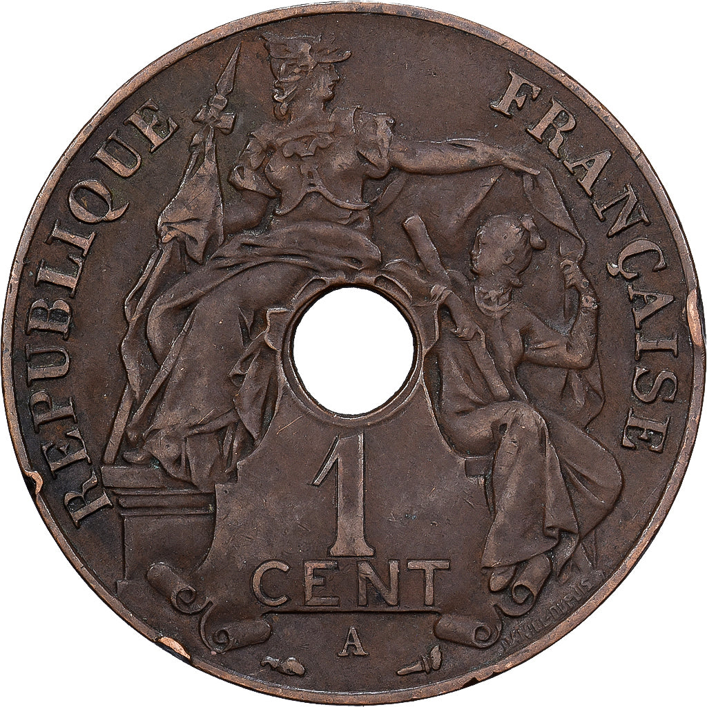 Frans Indo-China, 1 Cent, 1914, Paris, Bronzen, FR+, Lecompte:75