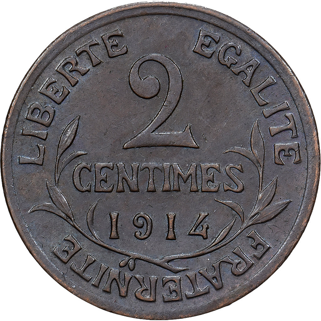 Frankreich, 2 Centimes, Dupuis, 1914, Paris, Bronze, S+, Gadoury:107, KM:841