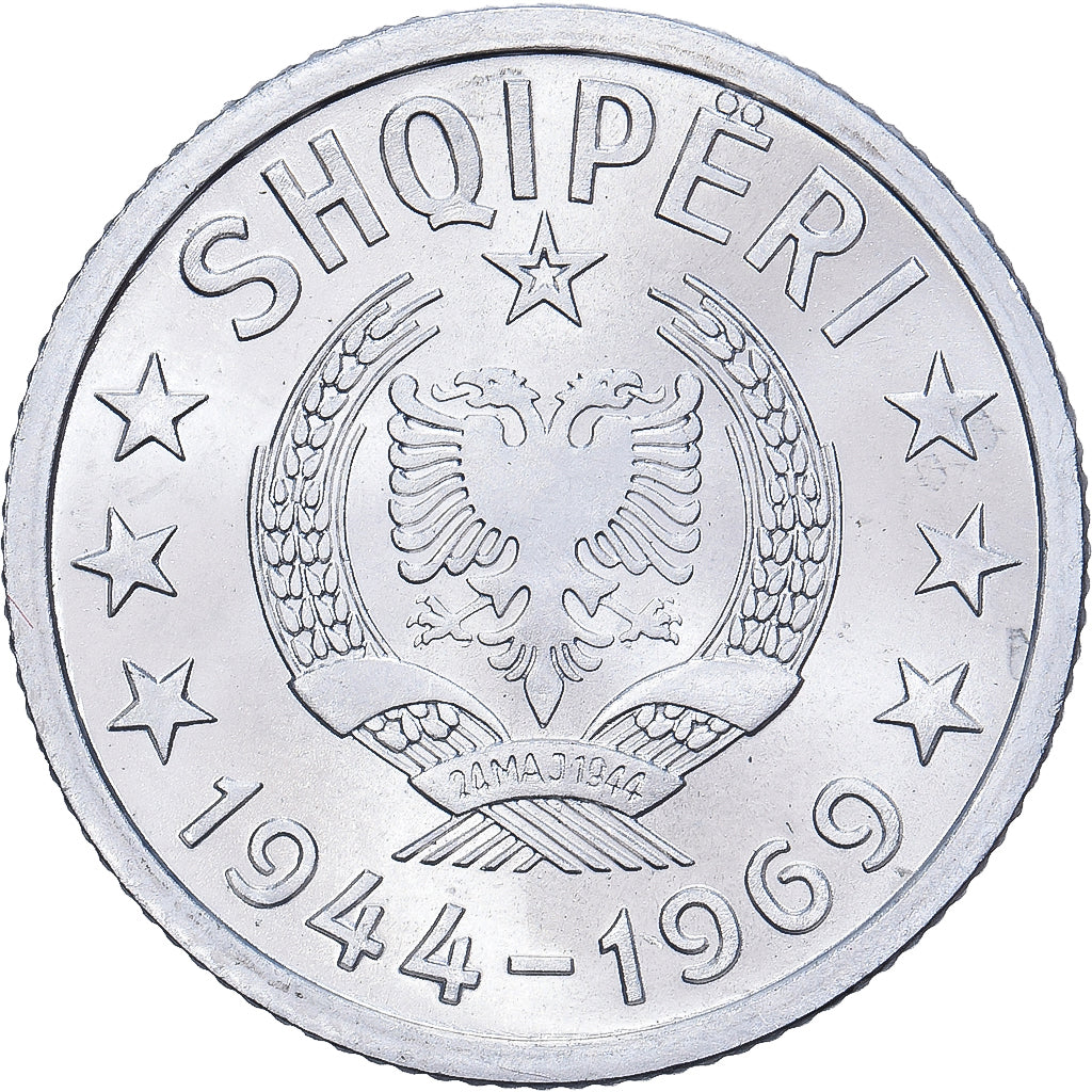 Moneda, Albania, 5 Qindarka, 1969, Rome, SC, Aluminio, KM:44