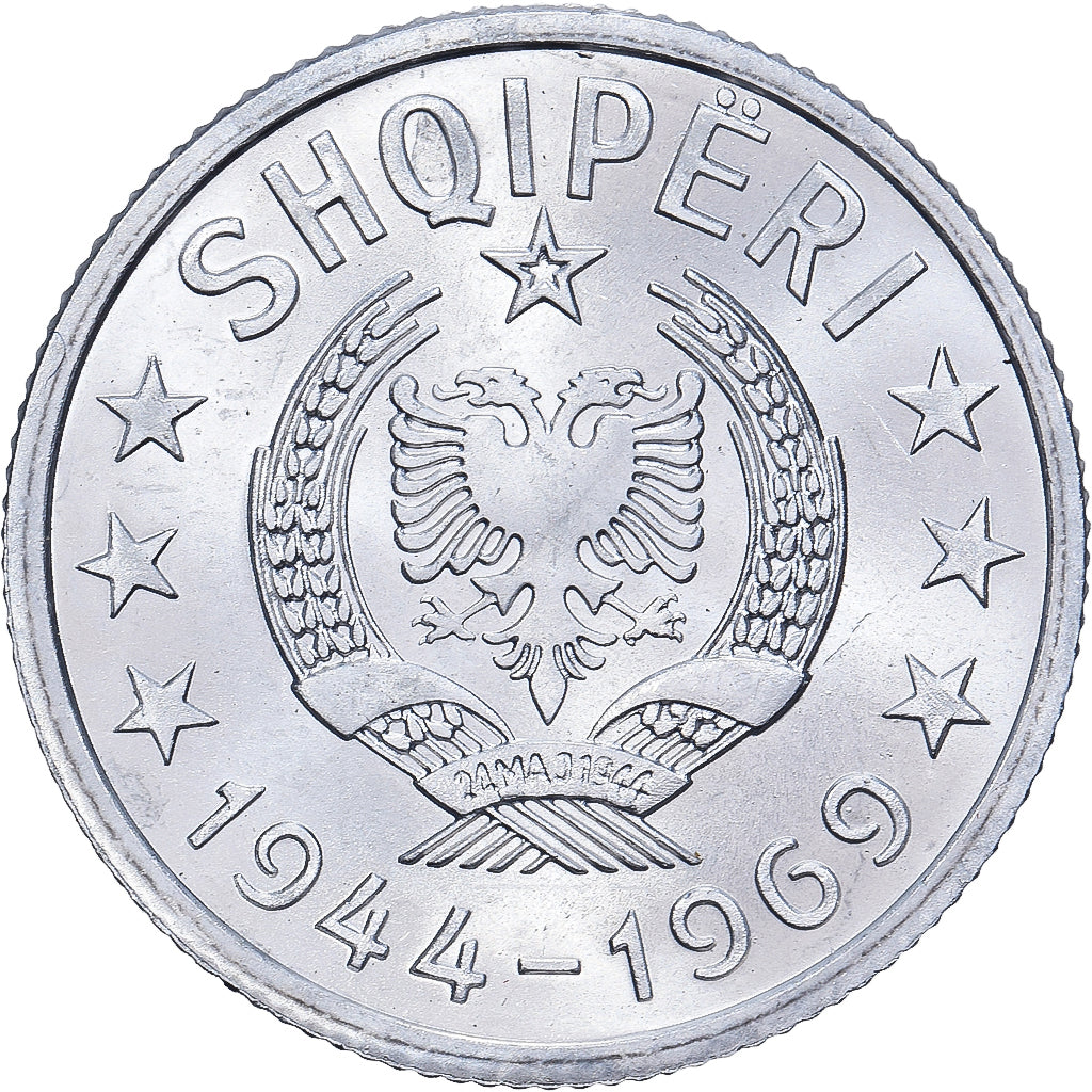 Moneda, Albania, 10 Qindarka, 1969, SC, Aluminio, KM:45