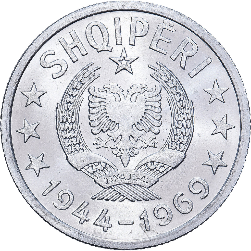 Albania, 20 Qindarka, 1969, Aluminio, SC, KM:46