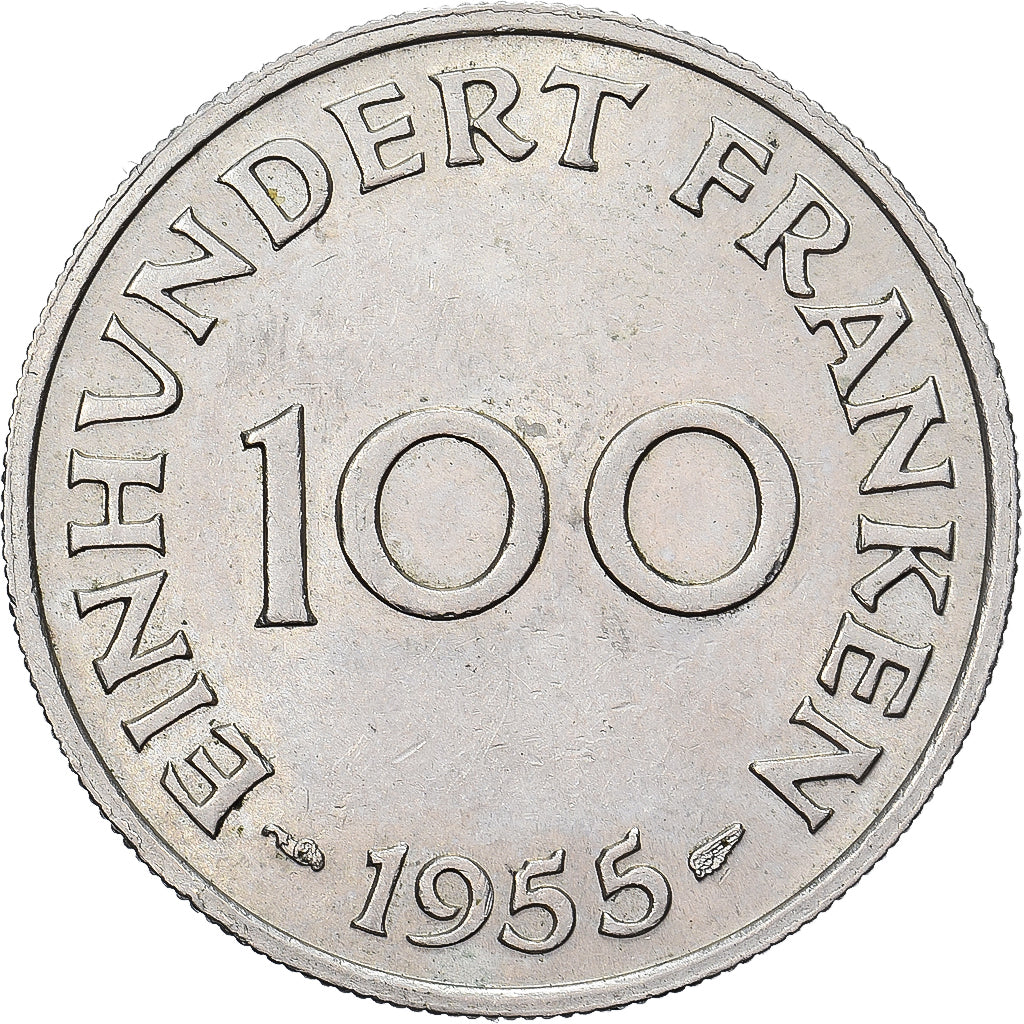 SARRE, 100 Franken, 1955, Paris, Cobre - níquel, SC, Gadoury:4a, KM:4