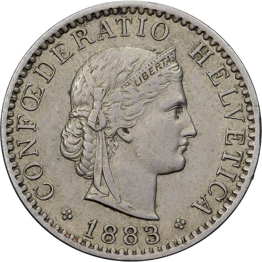 Schweiz, 20 Rappen, 1883, Bern, Nickel, SS, KM:29