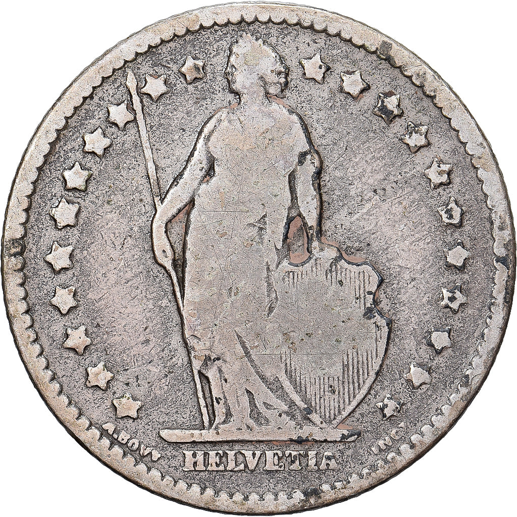 Switzerland, 1 Franc, 1875, Bern, Silver, VF(20-25), KM:23