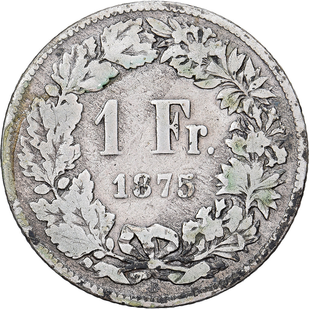 Switzerland, 1 Franc, 1875, Bern, Silver, VF(20-25), KM:23