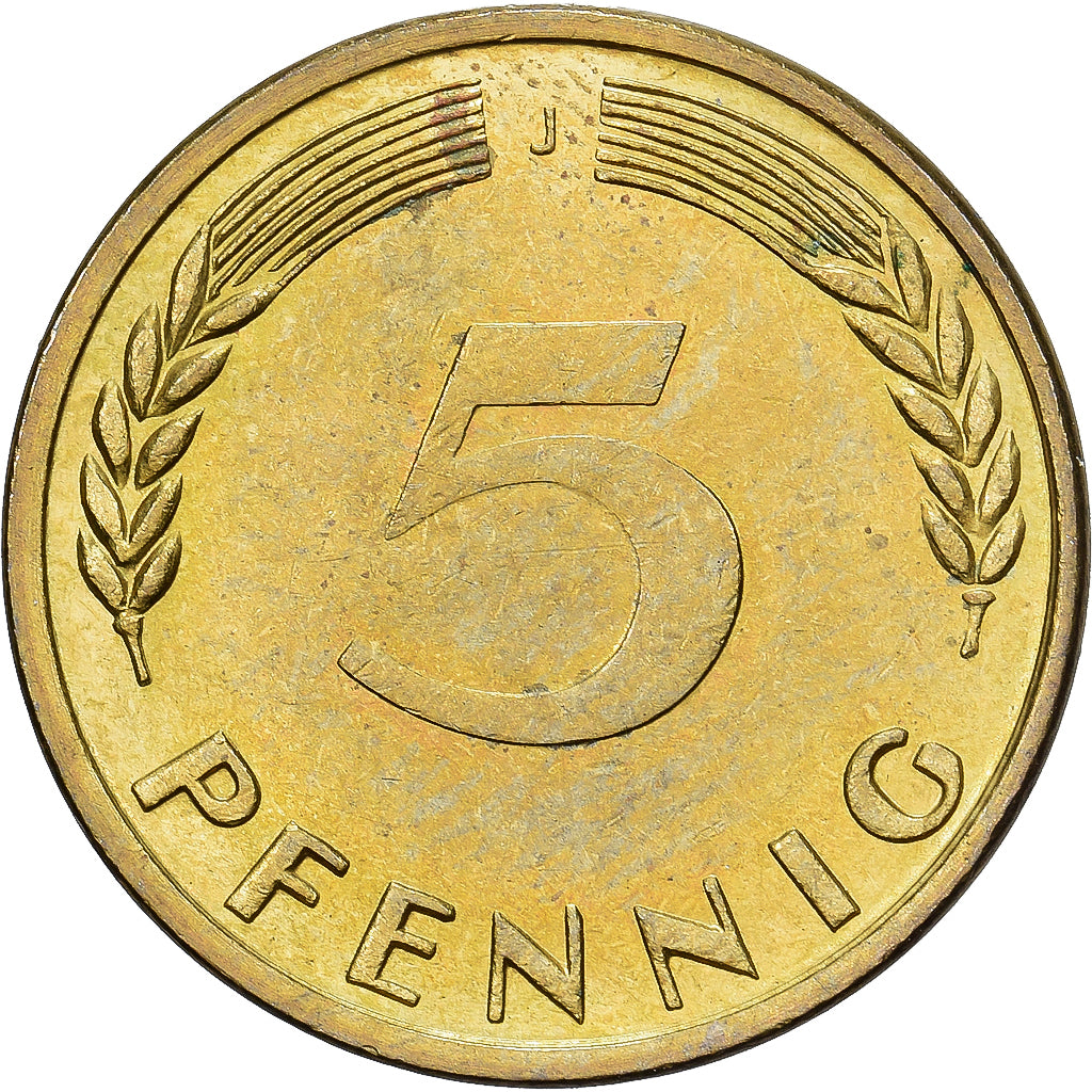 Niemcy, 5 Pfennig, 1950, Hambourg, Mosiądz powlekany stalą, EF(40-45), KM:107