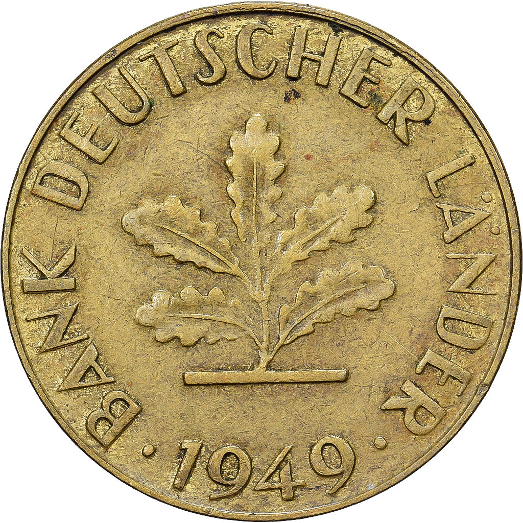 ALEMANHA - REPÚBLICA FEDERAL, 10 Pfennig, 1949, Hambourg, Aço Revestido a