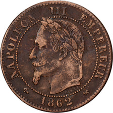 Moneta, Francia, 2 Centimes, 1862, Bordeaux, MB+, Bronzo, KM:796.6