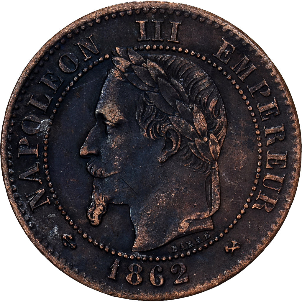 Moneta, Francia, 2 Centimes, 1862, Bordeaux, MB+, Bronzo, KM:796.6