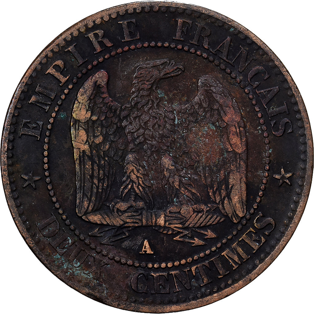 Francia, 2 Centimes, 1856, Paris, Bronce, BC+, KM:796.6
