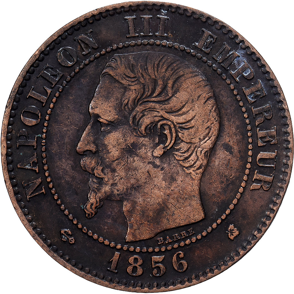 Francia, 2 Centimes, 1856, Bordeaux, Bronce, BC+, KM:796.6