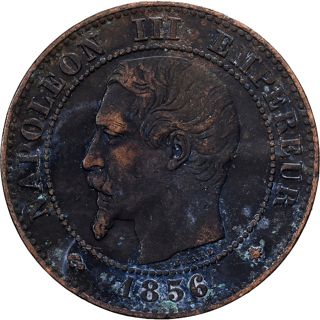 Francia, 2 Centimes, 1856, Strasbourg, Bronce, BC+, KM:796.6