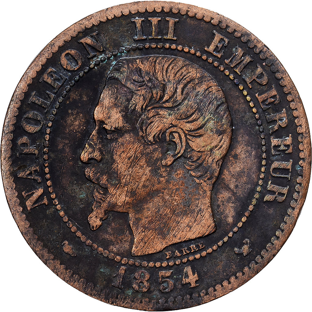 França, 2 Centimes, 1854, Lille, Bronze, VF(20-25), KM:796.6