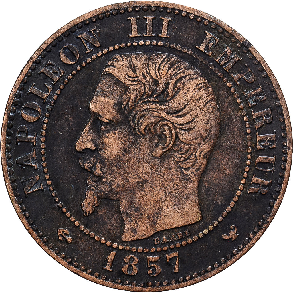 Francia, 2 Centimes, 1857, Lille, Bronce, BC+, KM:796.6