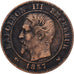 Francia, 2 Centimes, 1857, Lille, Bronce, BC+, KM:796.6