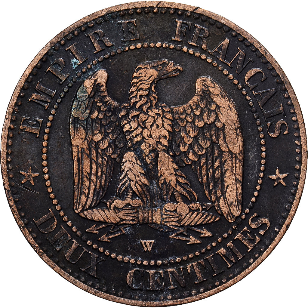 Francia, 2 Centimes, 1857, Lille, Bronce, BC+, KM:796.6