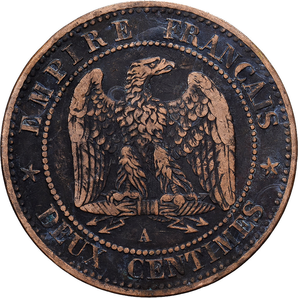 France, 2 Centimes, 1853, Paris, Bronze, VF(20-25), KM:796.6