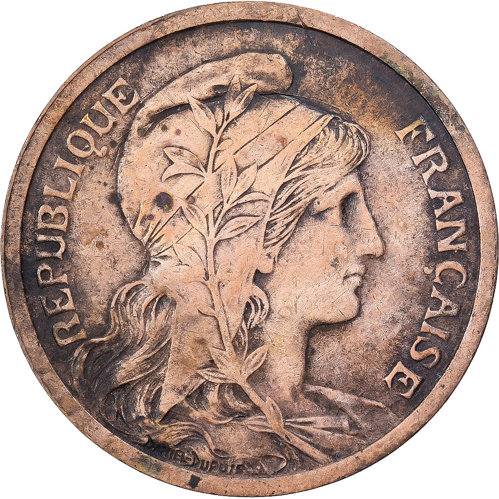 France, 2 Centimes, Dupuis, 1907, Paris, Bronze, EF(40-45), Gadoury:107, KM:841